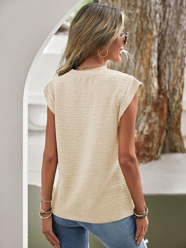 Summer Tops- Summer Textured Sleeveless Top- - IndioGear Fashion and Gear