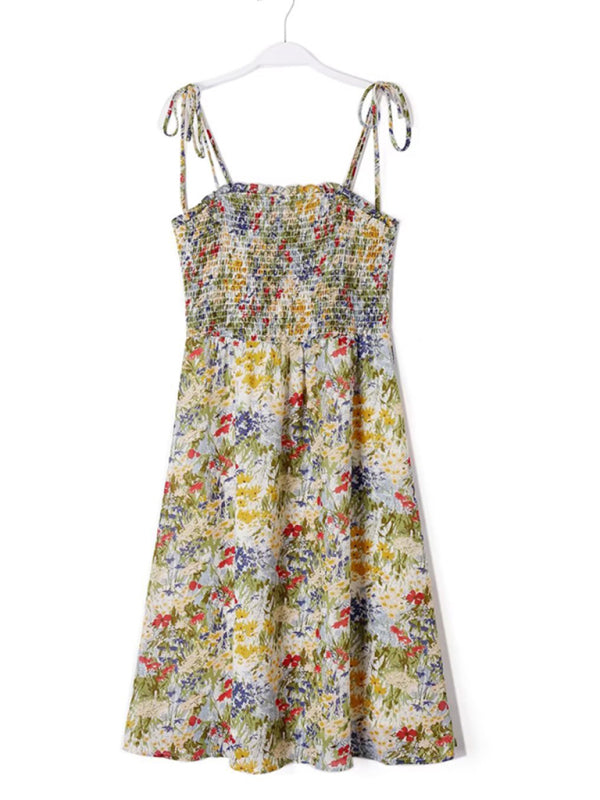 Sundress- Spring Floral Sundress with Tie-Shoulder- - IndioGear Clothing and Gear