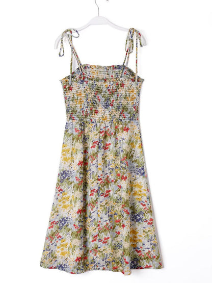 Sundress- Spring Floral Sundress with Tie-Shoulder- - IndioGear Clothing and Gear