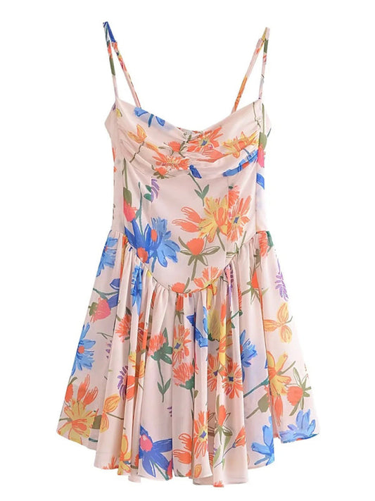 Elegant Summer Cami Fit and Flare Drop Waist Dress