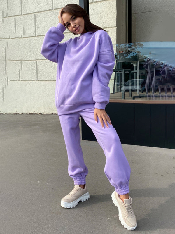 Sweat Suit- Hooded Casual Sport Sweatshirt and Jogger Outfit- Purple- IndioGear Clothing and Gear