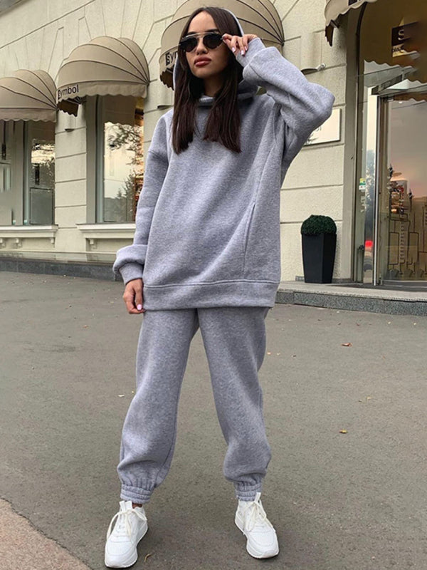 Sweat Suit- Hooded Casual Sport Sweatshirt and Jogger Outfit- Grey- IndioGear Clothing and Gear