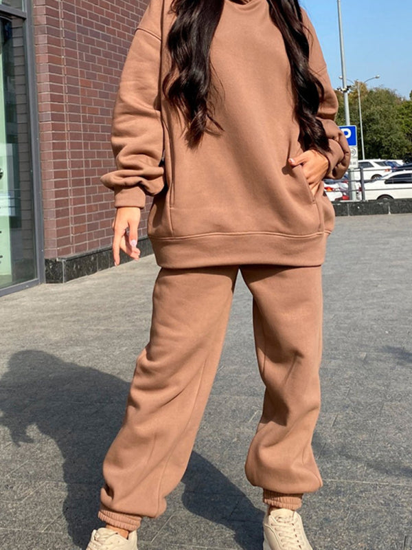 Sweat Suit- Hooded Casual Sport Sweatshirt and Jogger Outfit- Camel- IndioGear Clothing and Gear