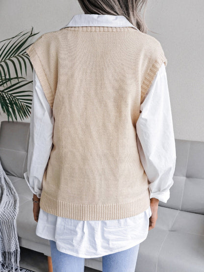 Sweater Vests- Cable Knit V Neck Sweater - Knitwear Vest- - IndioGear Fashion and Gear