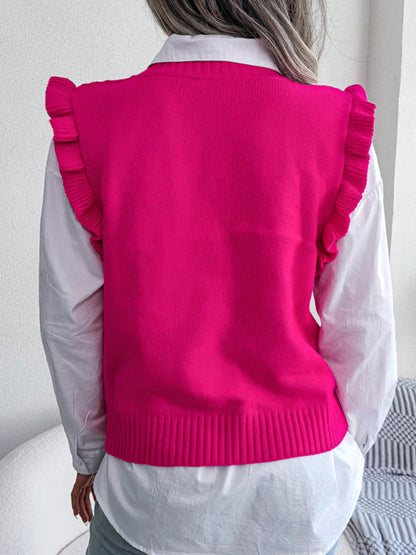 Sweater Vests- Diamond Knit High Neck Sweater Vest- - IndioGear Fashion and Gear