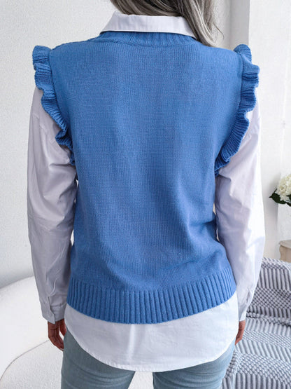 Sweater Vests- Diamond Knit High Neck Sweater Vest- - IndioGear Fashion and Gear