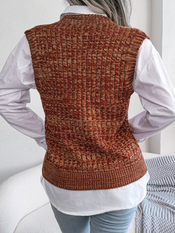 Sweater Vests- Knitted V Neck Sweater Vest - Knitwear Slipover- - IndioGear Fashion and Gear