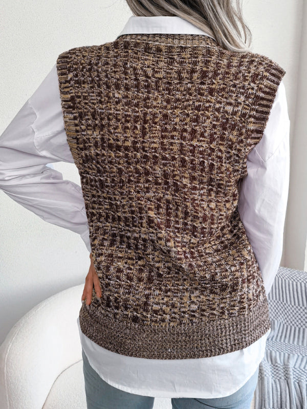 Sweater Vests- Knitted V Neck Sweater Vest - Knitwear Slipover- - IndioGear Fashion and Gear