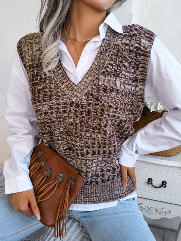 Sweater Vests- Knitted V Neck Sweater Vest - Knitwear Slipover- - IndioGear Fashion and Gear