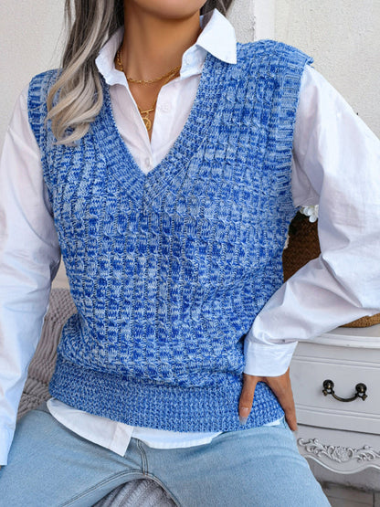 Sweater Vests- Knitted V Neck Sweater Vest - Knitwear Slipover- - IndioGear Fashion and Gear