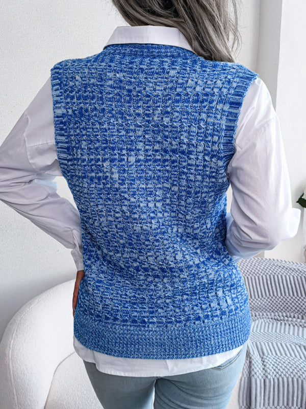 Sweater Vests- Knitted V Neck Sweater Vest - Knitwear Slipover- - IndioGear Fashion and Gear