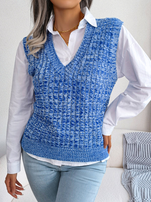 Sweater Vests- Knitted V Neck Sweater Vest - Knitwear Slipover- - IndioGear Fashion and Gear