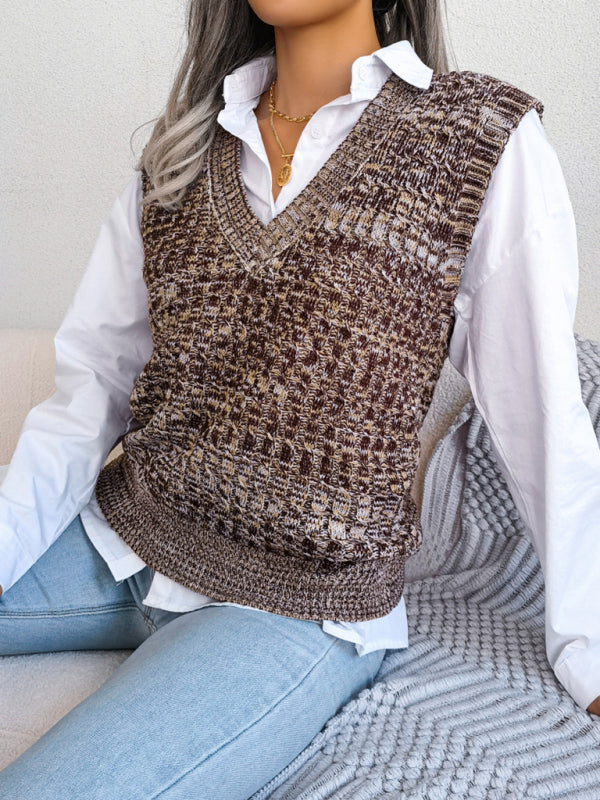 Sweater Vests- Knitted V Neck Sweater Vest - Knitwear Slipover- - IndioGear Fashion and Gear