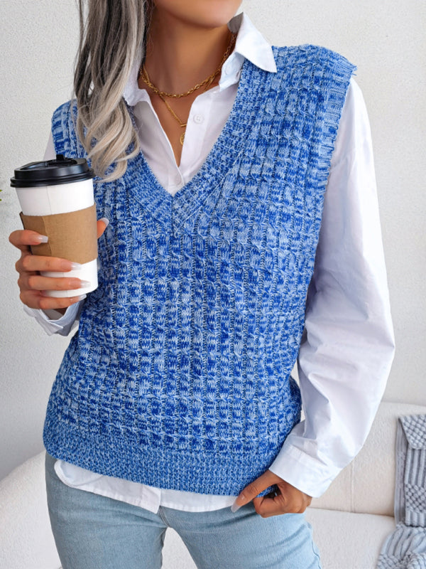 Sweater Vests- Knitted V Neck Sweater Vest - Knitwear Slipover- - IndioGear Fashion and Gear