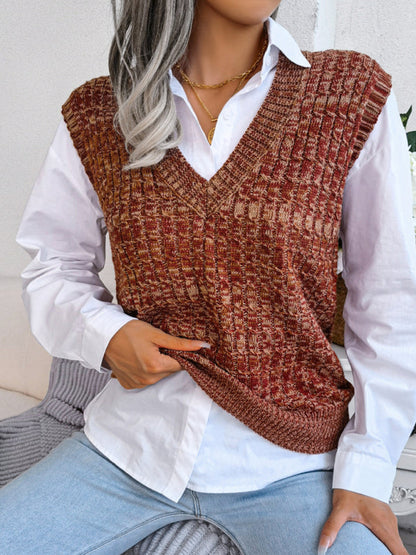 Sweater Vests- Knitted V Neck Sweater Vest - Knitwear Slipover- - IndioGear Fashion and Gear