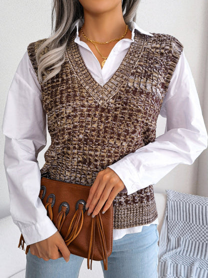 Sweater Vests- Knitted V Neck Sweater Vest - Knitwear Slipover- - IndioGear Fashion and Gear