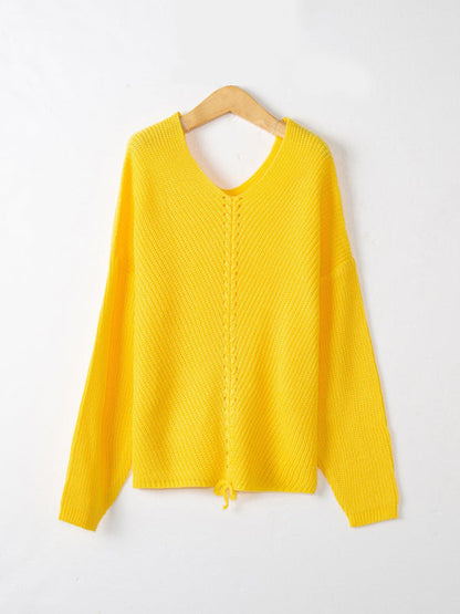 Sweaters-Braid Knit Sweater | Relaxed Drop Shoulder Jumper-Pekosa Women Clothing