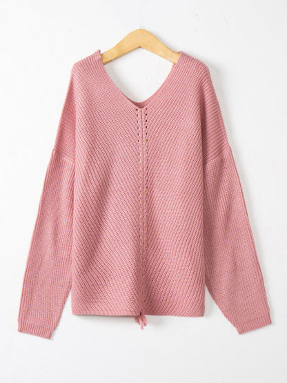 Sweaters-Braid Knit Sweater | Relaxed Drop Shoulder Jumper-Pekosa Women Clothing