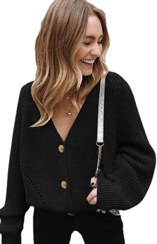 Sweaters & Cardigans- Wool Balloon Sleeve Cardigan - Oversized Sweater- - IndioGear Fashion and Gear