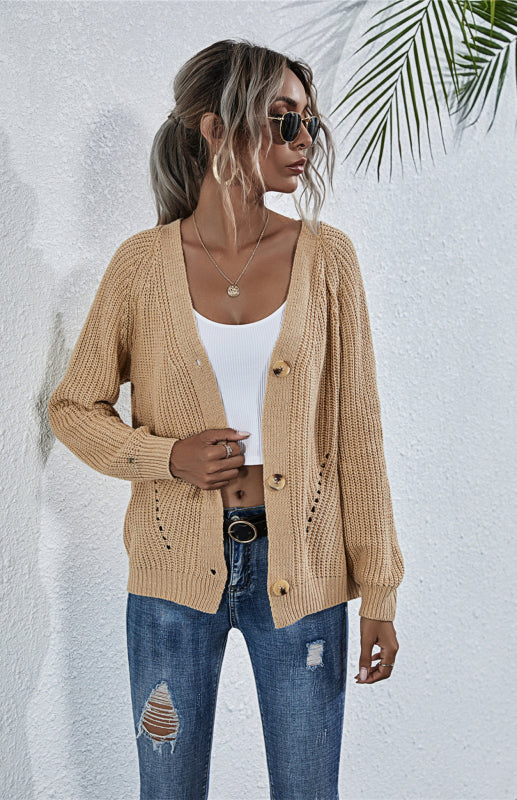 Sweaters & Cardigans- Wool Balloon Sleeve Cardigan - Oversized Sweater- - IndioGear Fashion and Gear