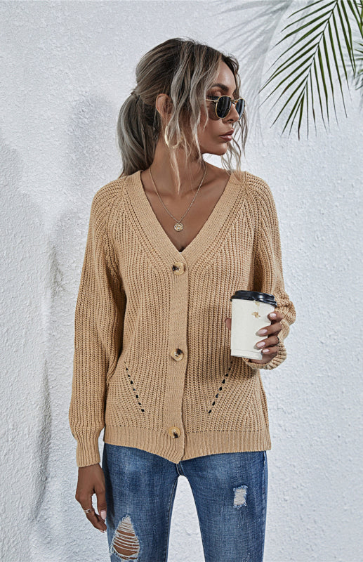 Sweaters & Cardigans- Wool Balloon Sleeve Cardigan - Oversized Sweater- - IndioGear Fashion and Gear