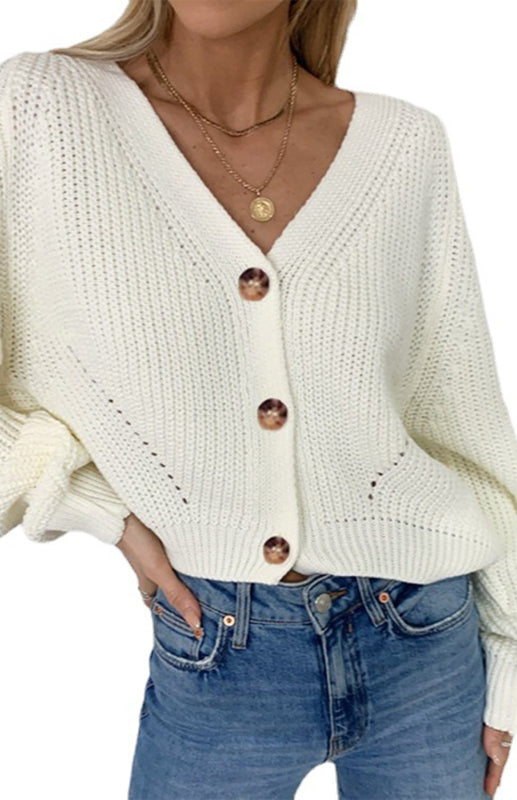 Sweaters & Cardigans- Wool Balloon Sleeve Cardigan - Oversized Sweater- - IndioGear Fashion and Gear