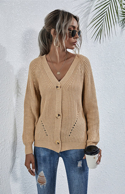 Sweaters & Cardigans- Wool Balloon Sleeve Cardigan - Oversized Sweater- - IndioGear Fashion and Gear