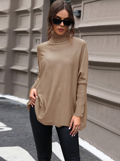 Sweaters- Casual Elegance: Cozy Oversized Dolman Sleeve Knit Sweater- - IndioGear Clothing and Gear