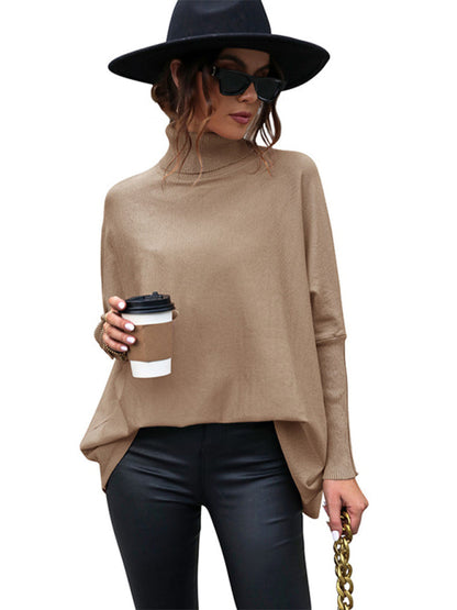 Sweaters- Casual Elegance: Cozy Oversized Dolman Sleeve Knit Sweater- - IndioGear Clothing and Gear