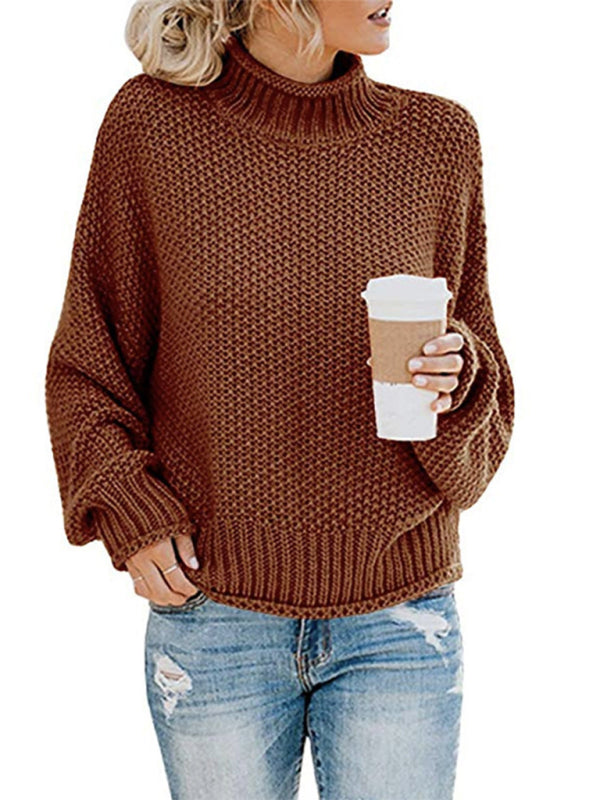 Sweaters- Cold-Proof Turtleneck Oversized Sweater Jumper- Brick red- IndioGear Clothing and Gear