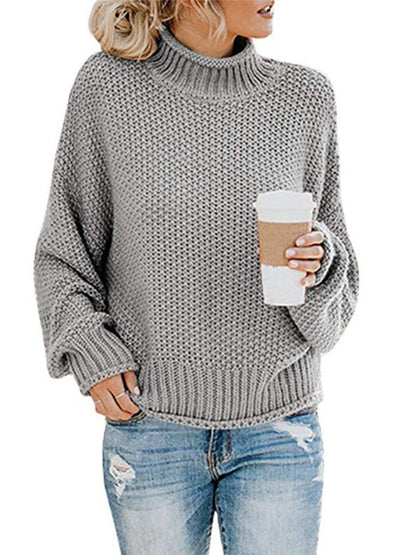 Sweaters- Cold-Proof Turtleneck Oversized Sweater Jumper- - IndioGear Clothing and Gear