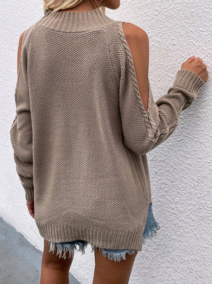 Cold-Shoulder Cable Knit Sweater Jumper | Sweaters | Pekosa Women Clothing