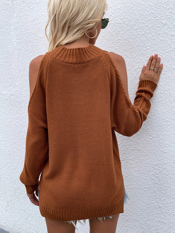 Cold-Shoulder Cable Knit Sweater Jumper | Sweaters | Pekosa Women Clothing