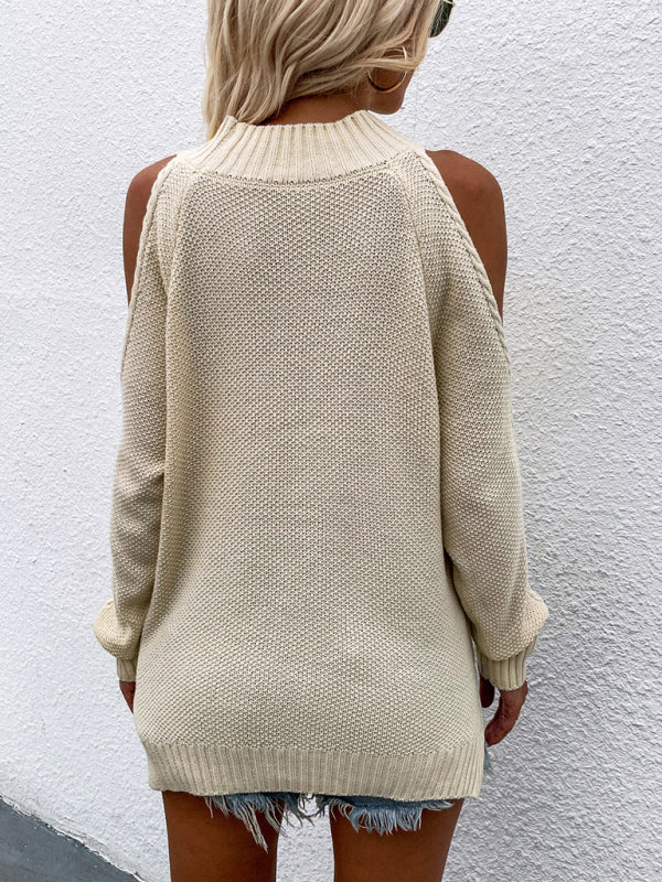 Cold-Shoulder Cable Knit Sweater Jumper | Sweaters | Pekosa Women Clothing