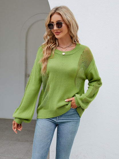 Sweaters- Contemporary Knitwear: Mesh Side Sweater - Perfect for Any Occasion!- - IndioGear Fashion and Gear