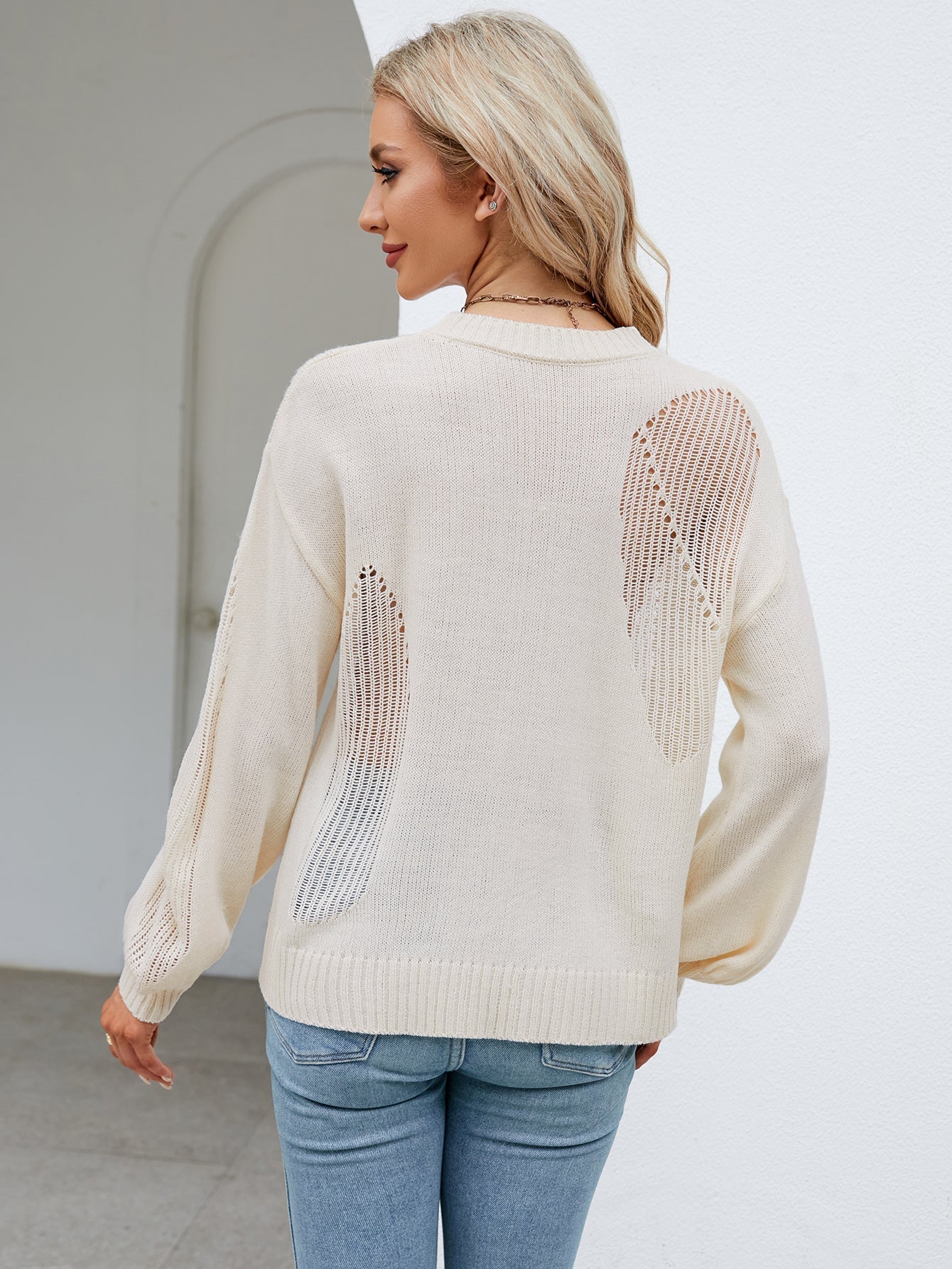 Sweaters- Contemporary Knitwear: Mesh Side Sweater - Perfect for Any Occasion!- - IndioGear Fashion and Gear