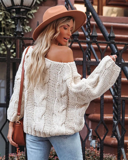 Cozy Chunky Cable Knit Oversized Sweater Jumper | Sweaters | Pekosa Women Clothing