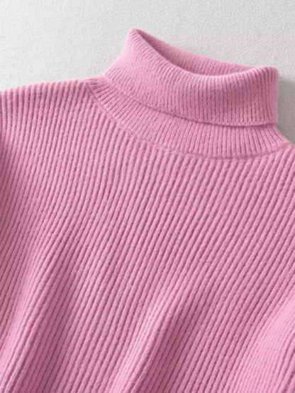 Cozy Knit High Neck Crop Sweater | Turtleneck Jumper