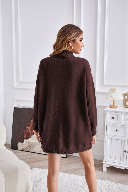 Sweaters- Cozy Knitting High Neck Sweater for Fall- - IndioGear Clothing and Gear