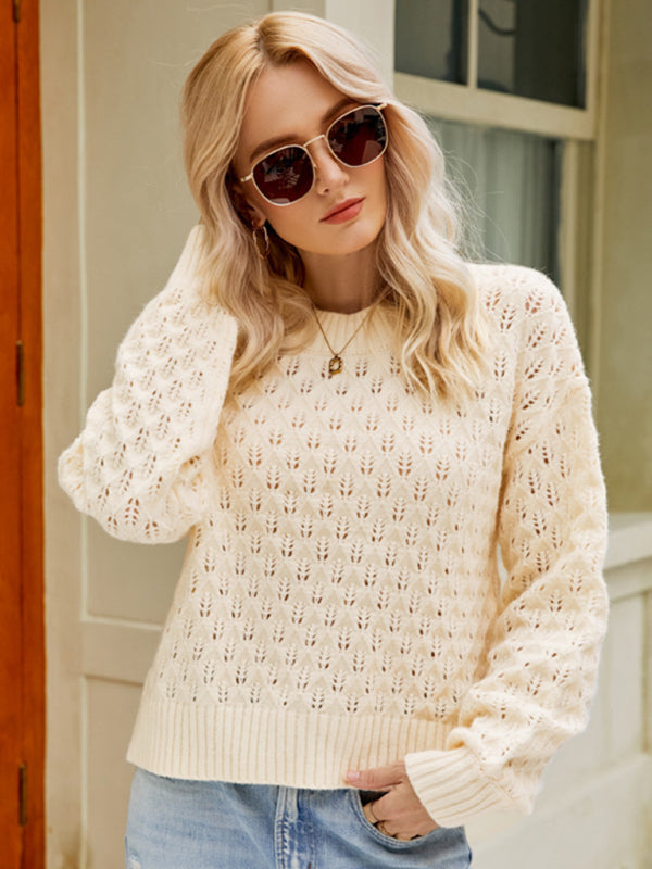 Sweaters- Cozy Oversized Open Knit Sweater - Everyday Chic Knitwear- - IndioGear Clothing and Gear