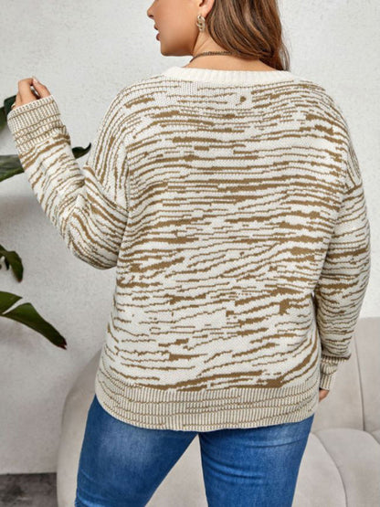 Sweaters- Curvy Space Dye Knit Thick Sweater for Women- - IndioGear Fashion and Gear