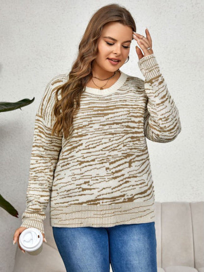 Sweaters- Curvy Space Dye Knit Thick Sweater for Women- - IndioGear Fashion and Gear