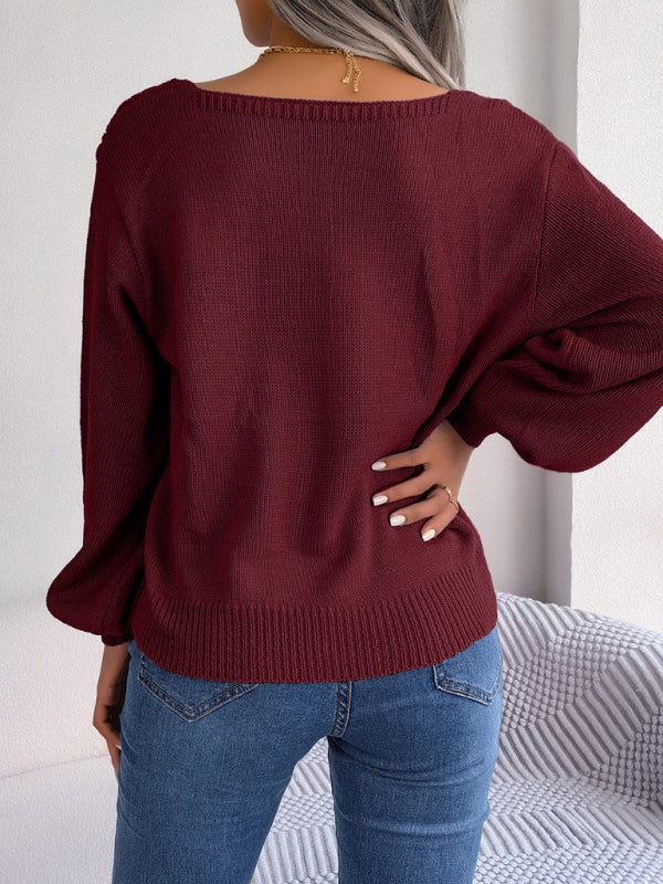 Sweaters- Fall/Winter Essential Square Neck Cable Knit Sweater- - IndioGear Clothing and Gear