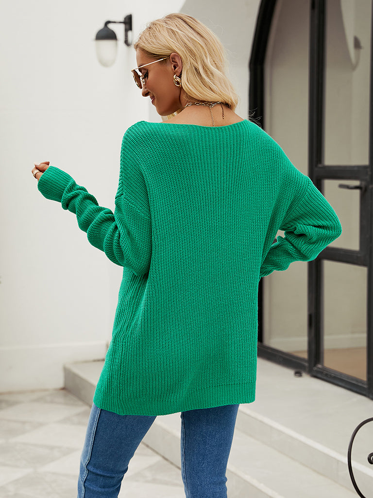 Sweaters- Fashionably Chic: Knit Mesh Insert Sweater - Long Knitwear for Women- - IndioGear Fashion and Gear