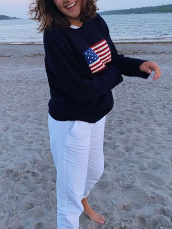 Sweaters- Knitting American Flag Patriot Sweater- - IndioGear Fashion and Gear