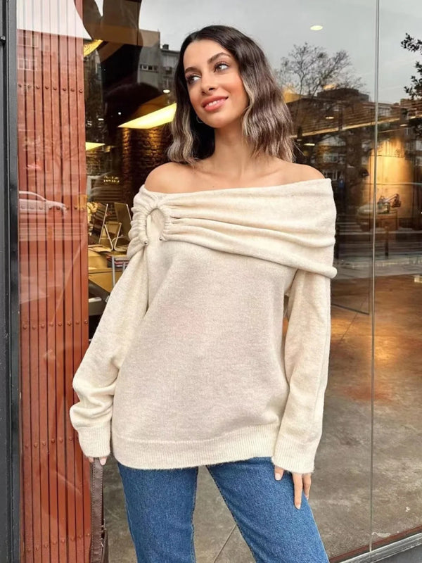 Sweaters-Knitwear Top | Off-Shoulder Sweater-Pekosa Women Clothing