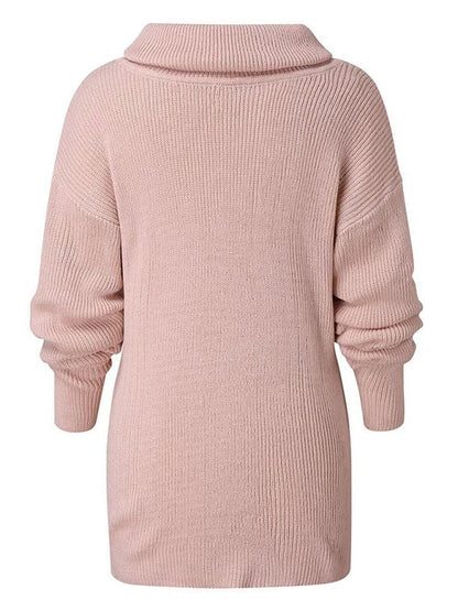 Sweaters-Oversized Turtleneck Jumper | Comfy Slouchy Knit Sweater-Pekosa Women Clothing