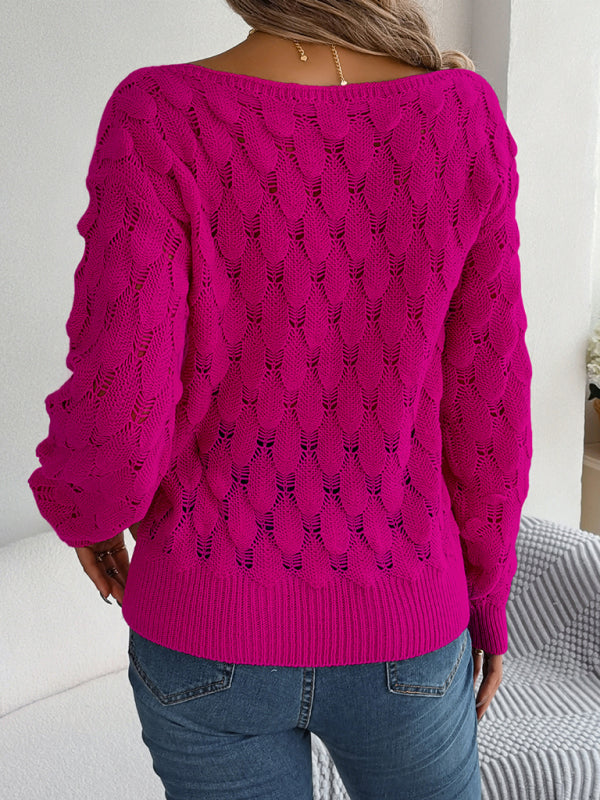 Sweaters- Semi Open-Knit Boatneck Sweater for Autumn- - IndioGear Clothing and Gear