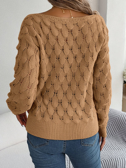 Sweaters- Semi Open-Knit Boatneck Sweater for Autumn- - IndioGear Clothing and Gear