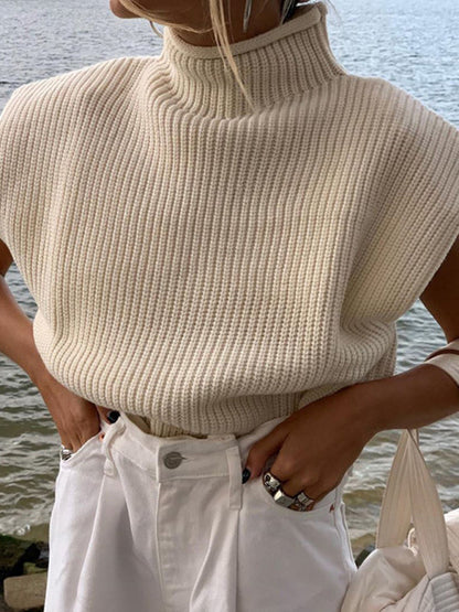 Solid Knitted Turtleneck Dolman Cap Sleeve Sweater Top | Sweaters | Pekosa Women Clothing